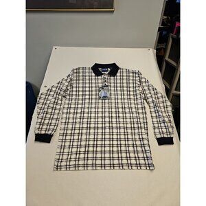 Men's Long Sleeve Polo Shirt Checkered  y2k 80's large  New‎